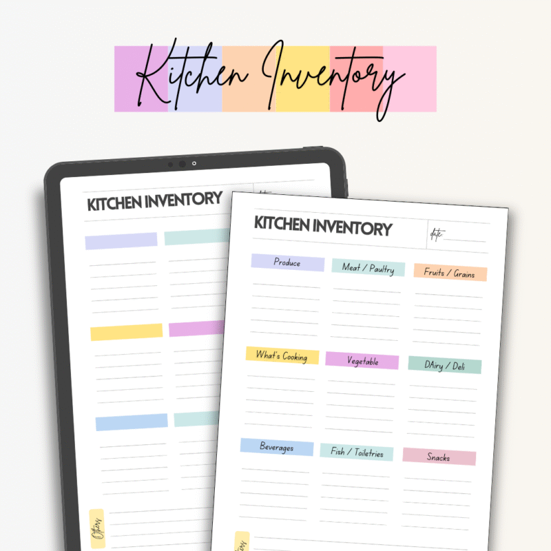 Kitchen Inventory – Digital & Printable Pantry Organizer | Grocery Stock & Meal Prep Tracker