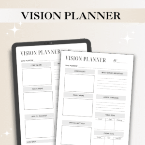 Vision Planner – Digital & Printable Goal Setting Template | Life Purpose & Long-Term Planning