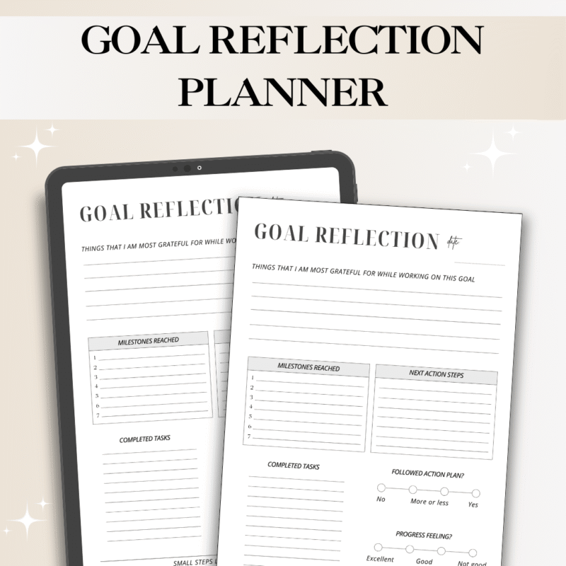 Goal Reflection Planner – Digital & Printable Template for Tracking Progress & Growth