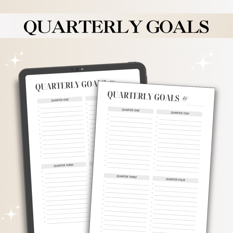 Quarterly Goals Planner – Digital & Printable 90-Day Goal Setting Template