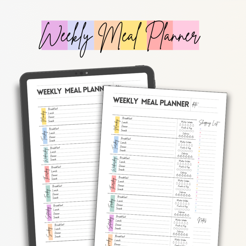 Weekly Meal Planner – Digital & Printable Meal Prep & Healthy Eating Organizer