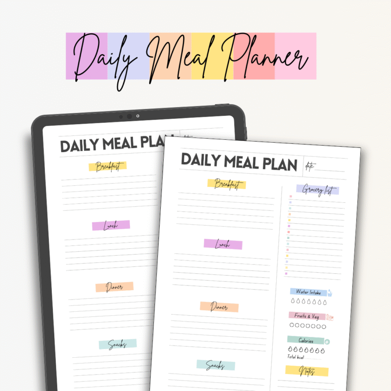 Daily Meal Plan – Digital & Printable Planner for Healthy Eating