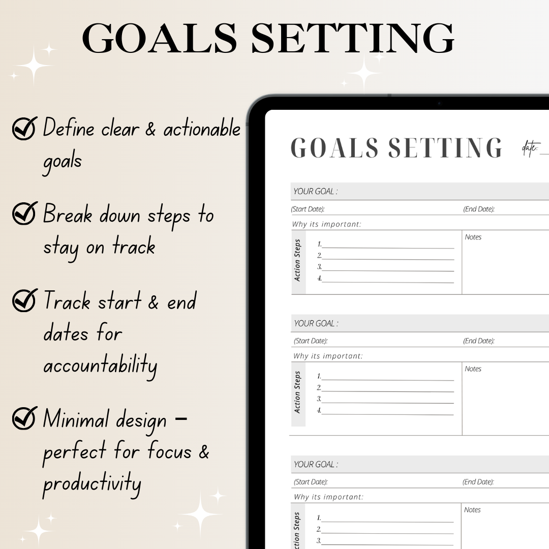 Goals Setting Planner – Digital & Printable Template to Define, Track & Achieve Your Goals - Image 2