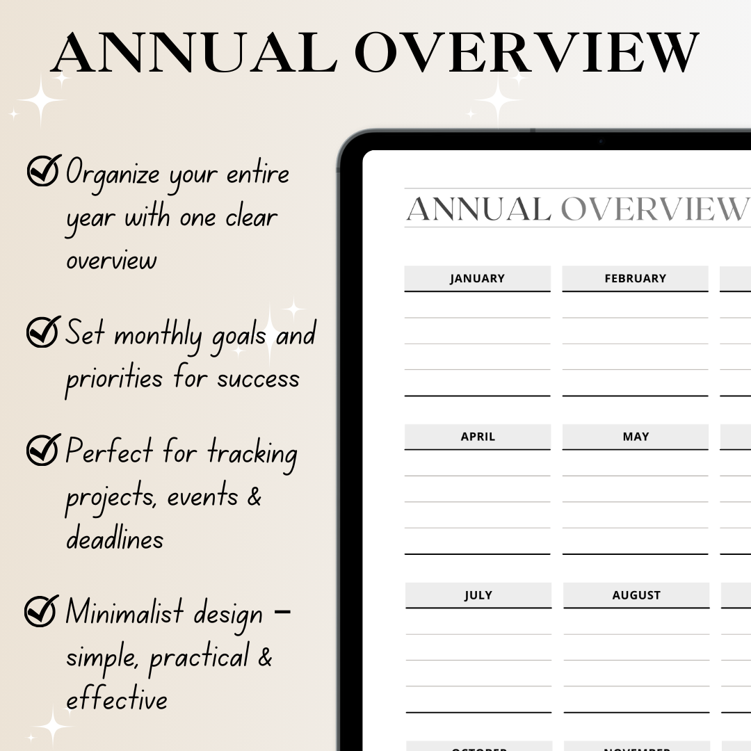 Annual Overview Planner – Yearly Organizer for Goals & Priorities (Printable & Digital) - Image 2
