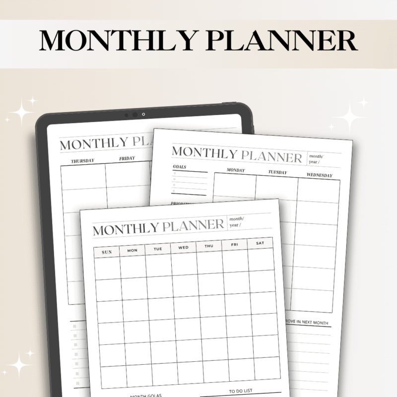 Monthly Planner Bundle – Digital & Printable (