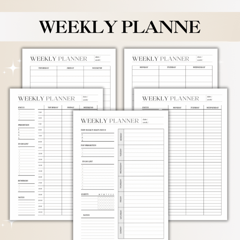 Weekly Planner Bundle – Printable & Digital Weekly Schedule Templates