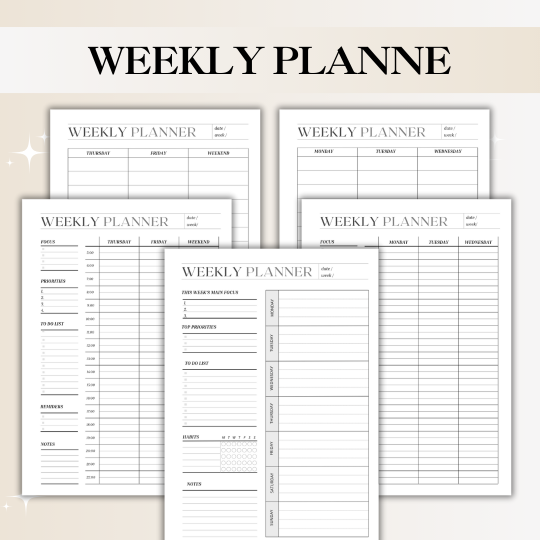 Weekly Planner Bundle – Printable & Digital Weekly Schedule Templates
