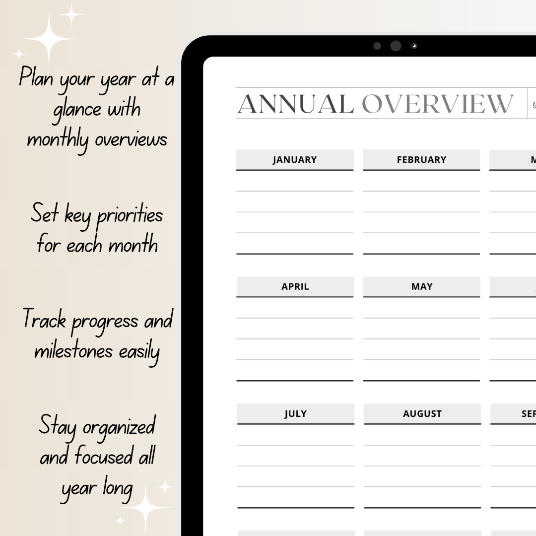 Annual Overview Planner – Yearly Organizer for Goals & Priorities (Printable & Digital) - Image 4