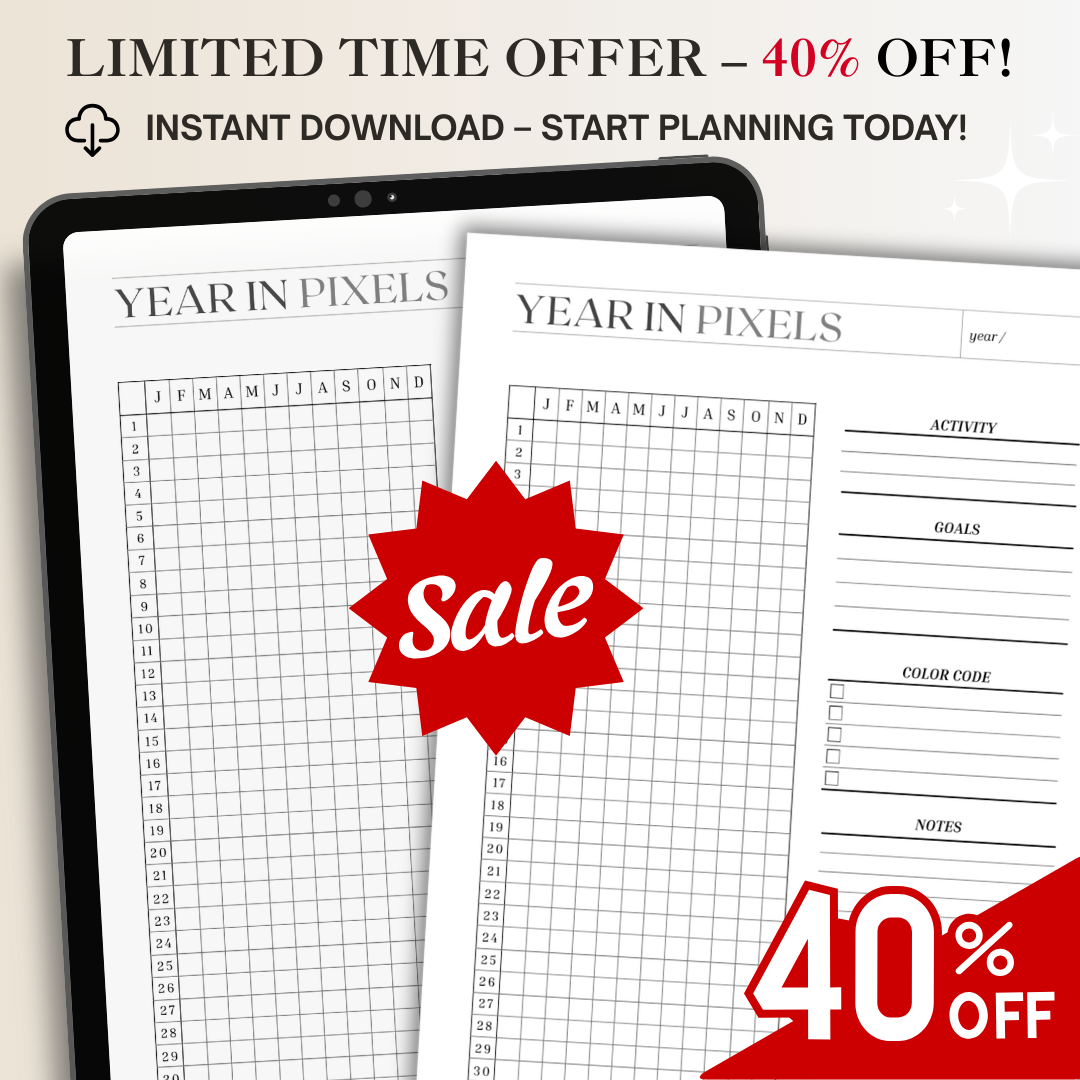 Year in Pixels 2025 – Beautiful Printable & Digital Mood Tracker Journal - Image 3